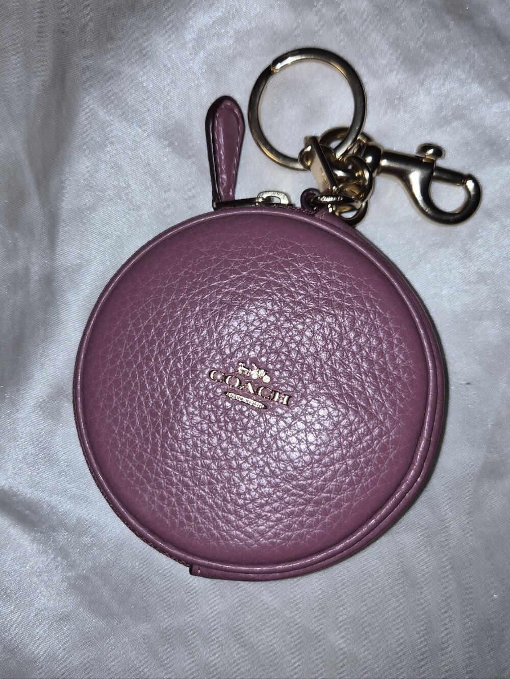 Coach Round Leather Key Pouch - Pink